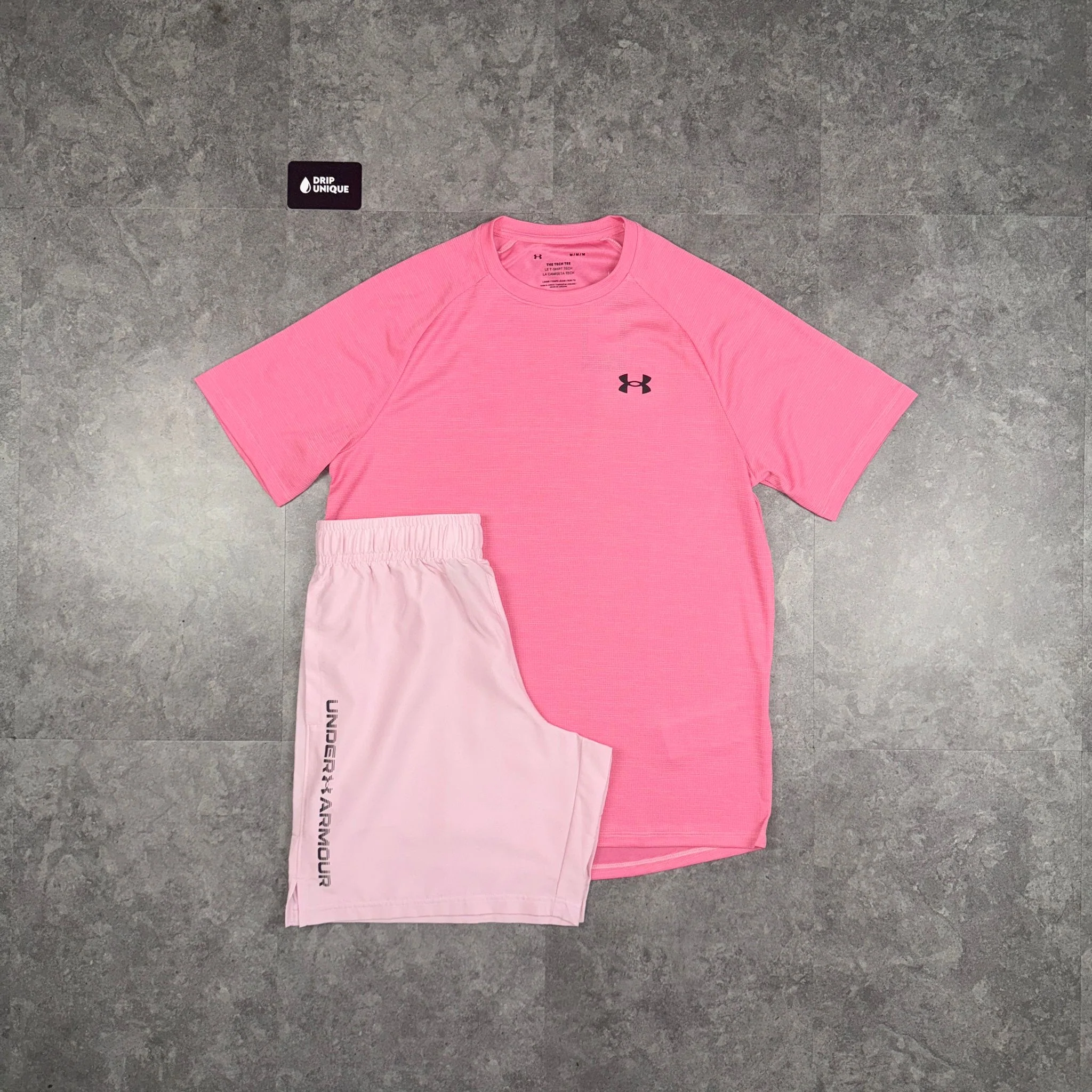 Under Armour Woven T-Shirt Pink & Pink Woven Shorts Set