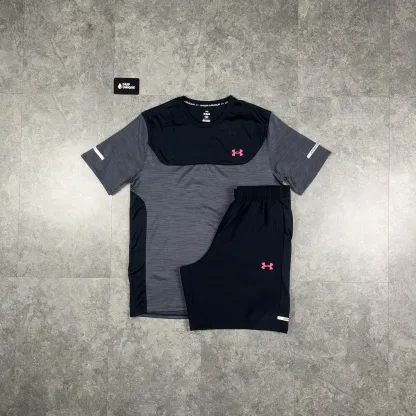Under Armour Tech Utility T-Shirt Black / Pink & Black Tech Utility Shorts Set