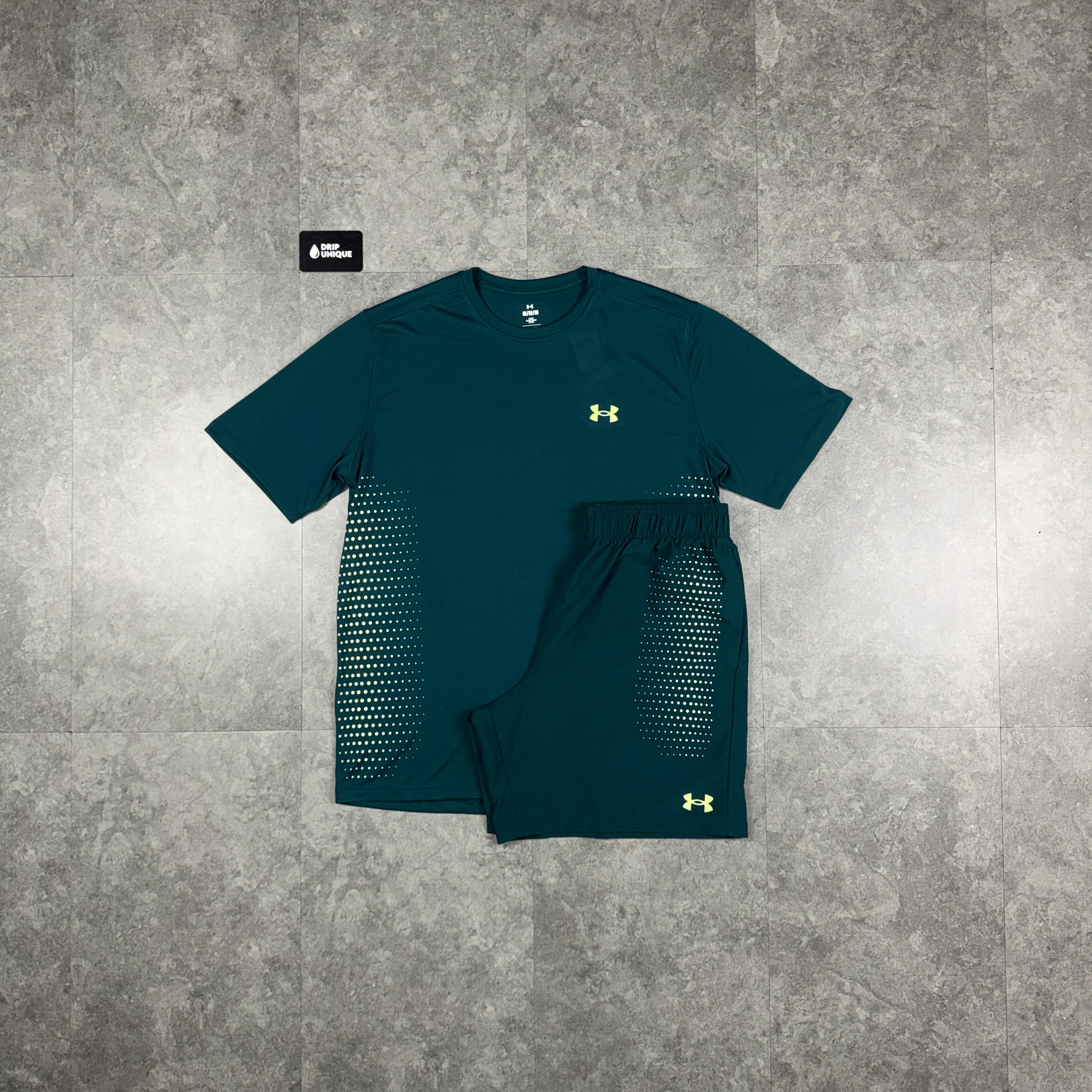 Under Armour Tech Play T-Shirt Green / Green Tech Play Shorts Set