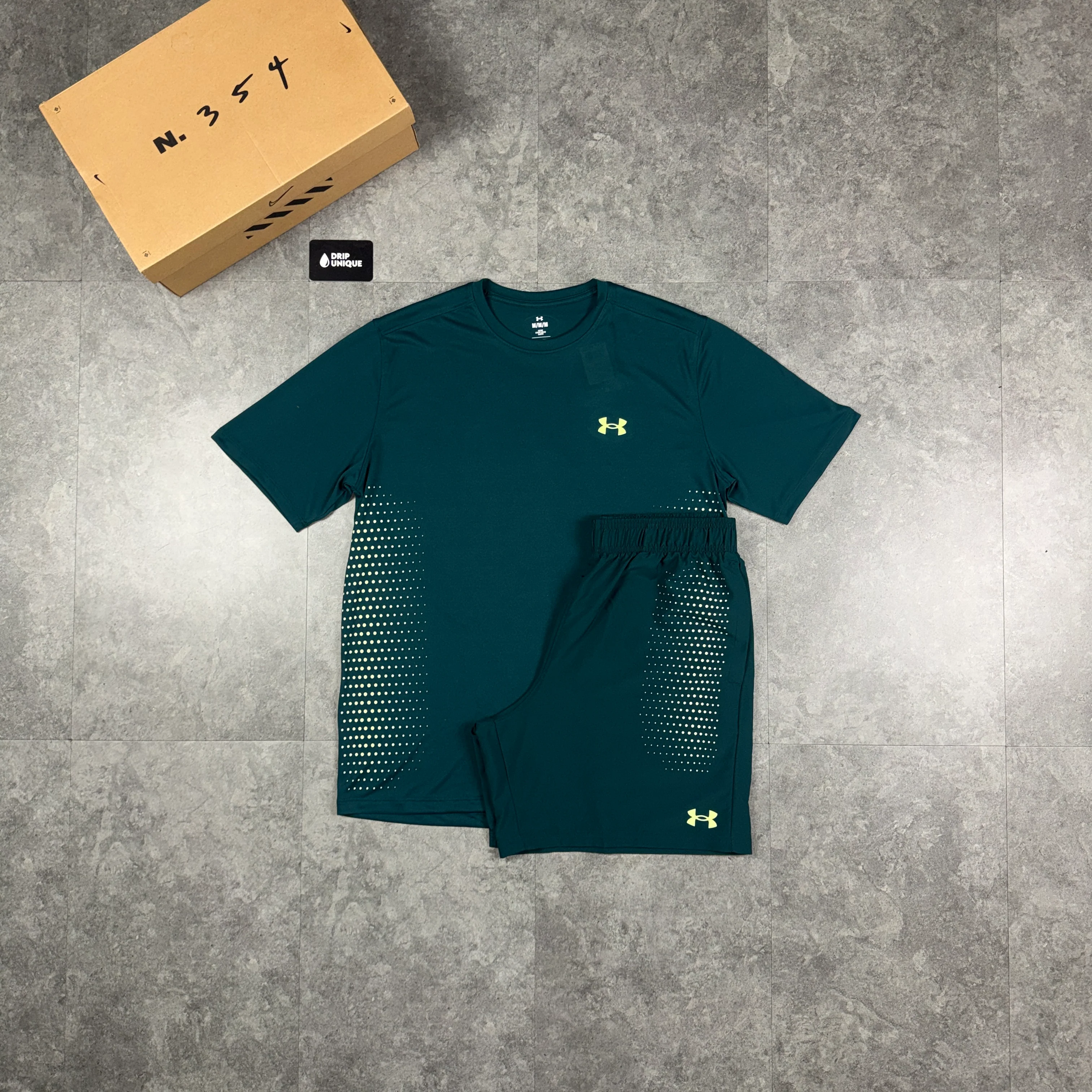 Under Armour Tech Play T-Shirt Green / Green Tech Play Shorts Set