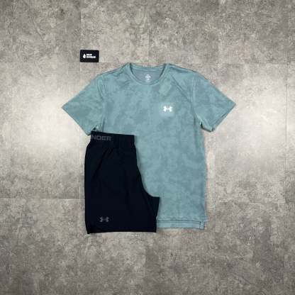 Under Armour Tech Camo T-Shirt Green & Black Vanish Shorts Set