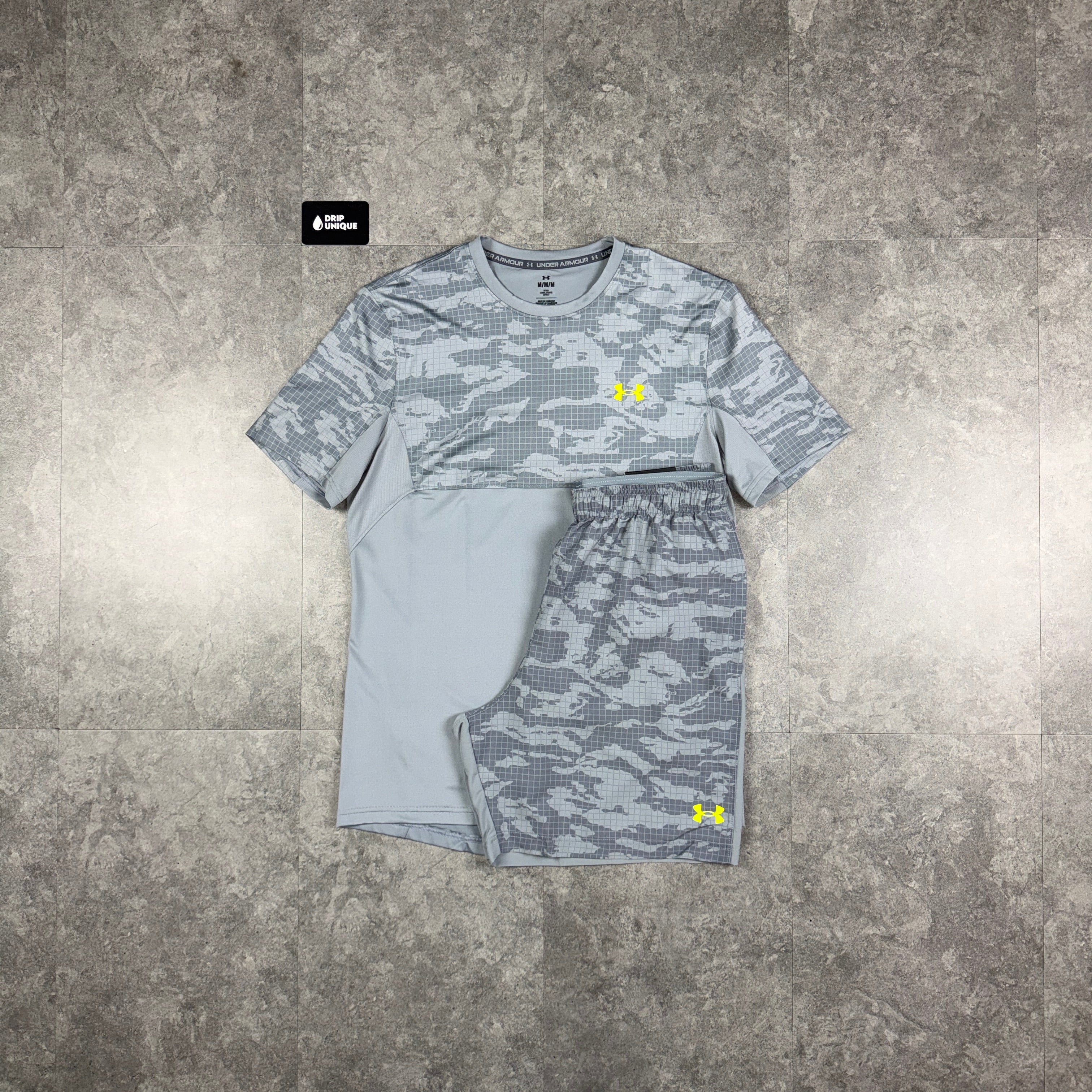Under Armour Tech Camo T-Shirt Grey & Grey Tech Camo Shorts Set