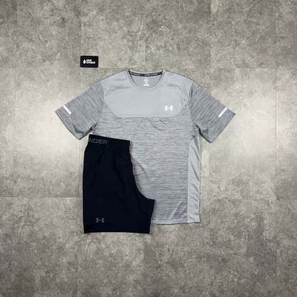Under Armour Tech Utility T-Shirt Grey & Black Vanish Woven Shorts Set