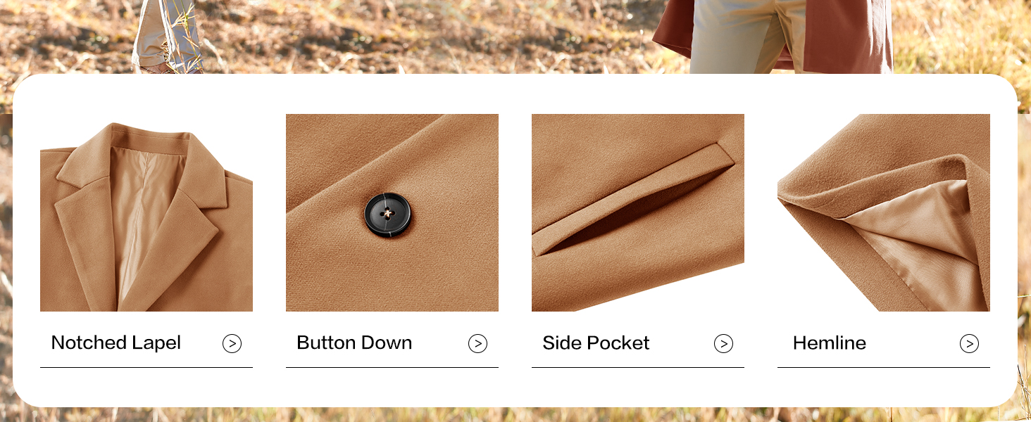 wool blends trench coat for men