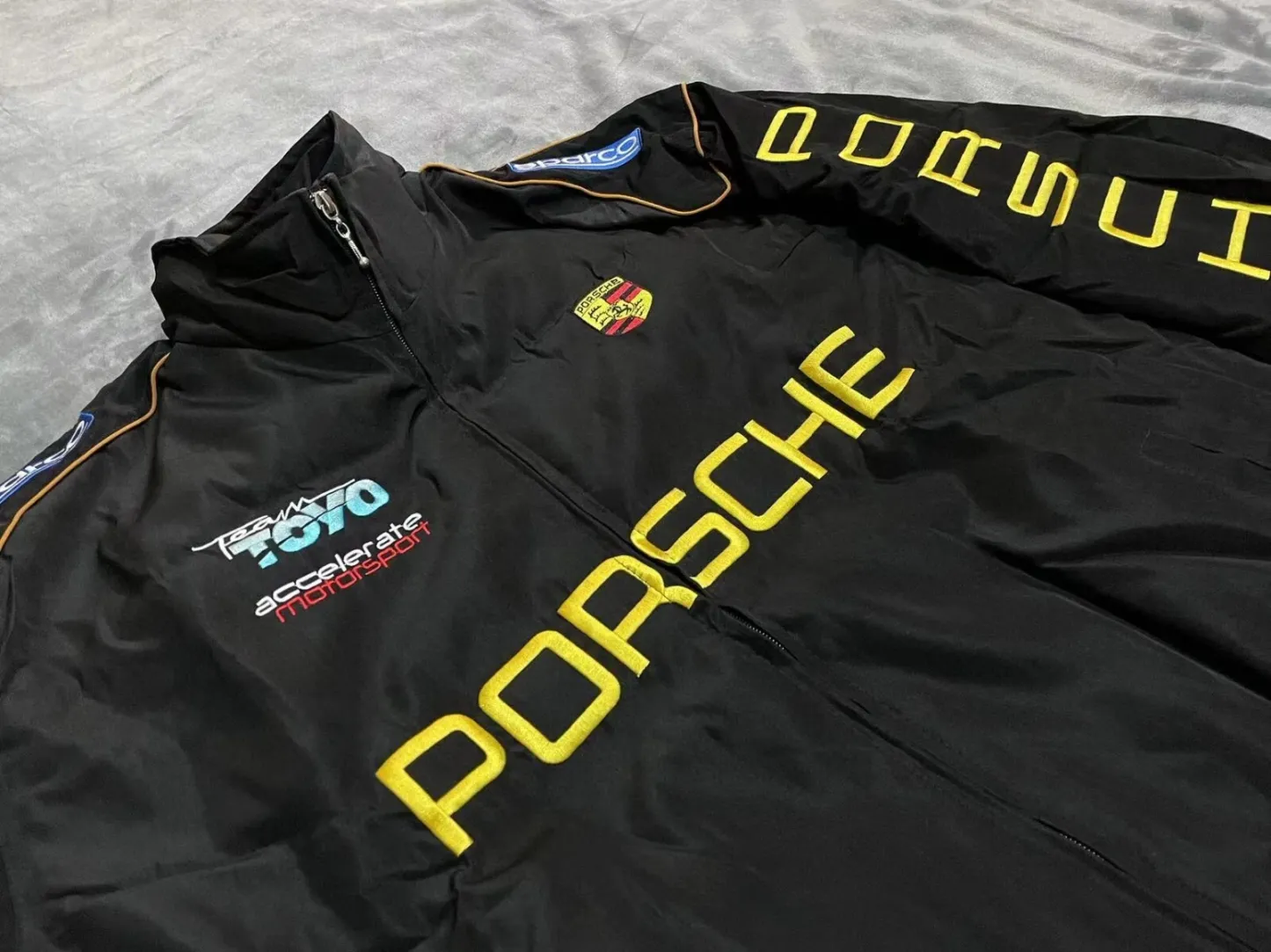 Unisex Adult Jacket Black Ebroidered Cotton Padded F 1 Racing Jacket