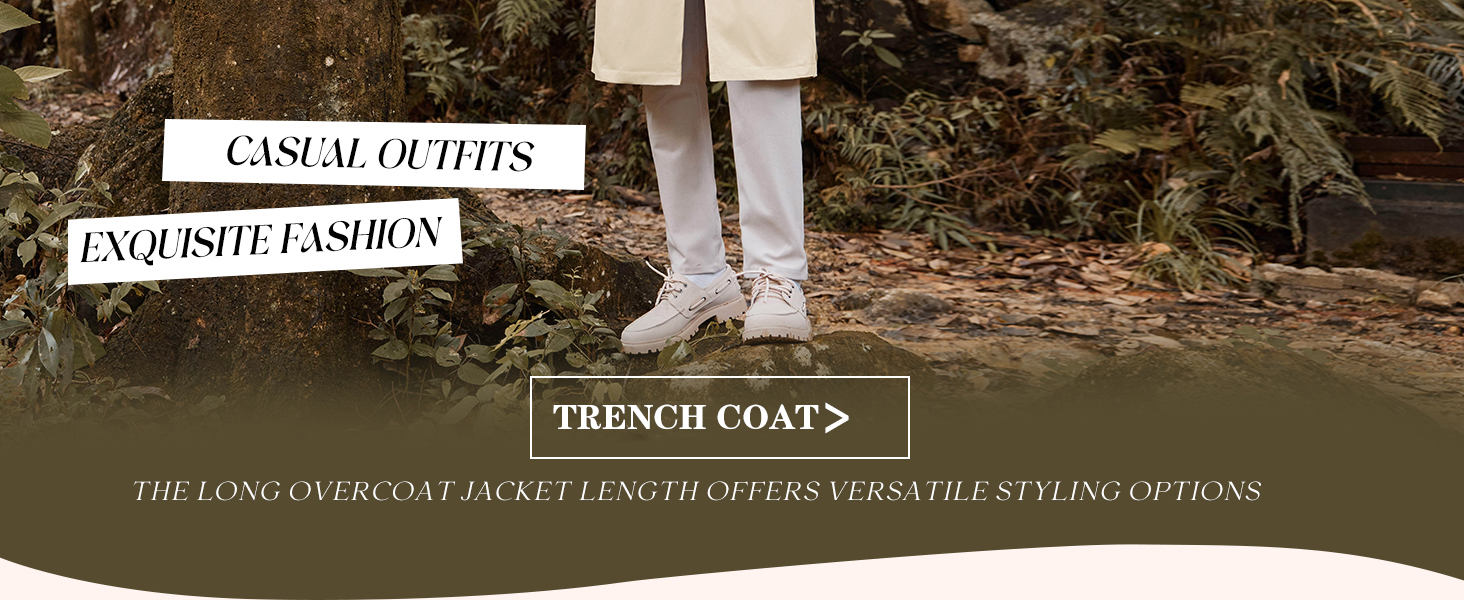 notched lapel  trench coat for men