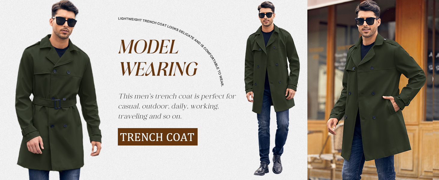 lightweight trench caot for men