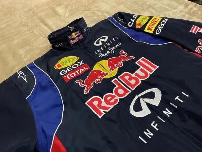 Adult F1 Vintage Racing Jacket, Ebroidered Cotton Padded ,Red Bull Jacket