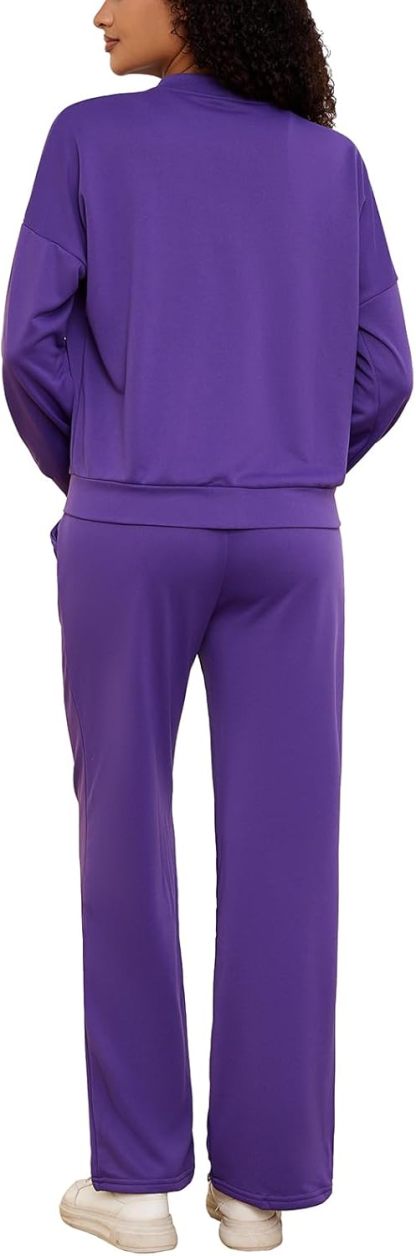 PINSV Women's 2 Piece Outfits Sweatsuits Full Zip Sweatshirts Wide Leg Sweatpant Set Tracksuit