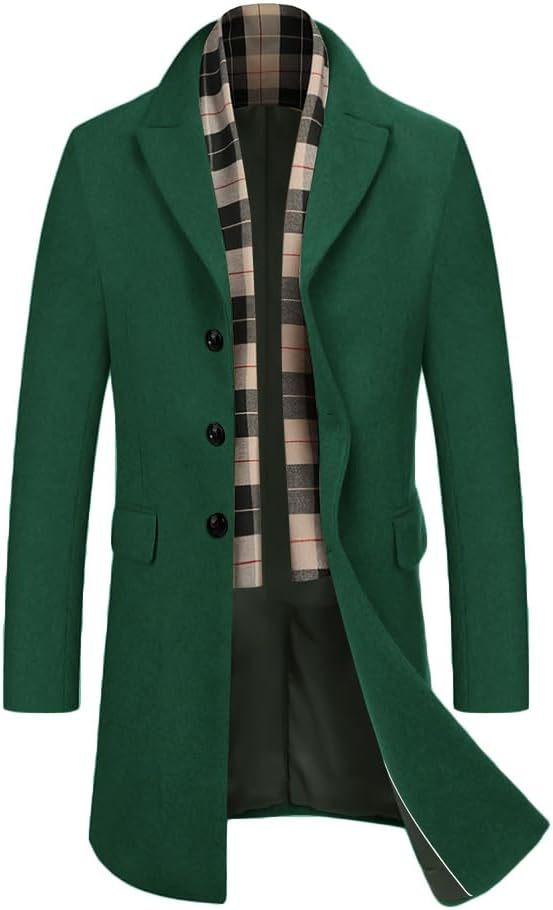 COOFANDY Men's Wool Blend coat with Detachable Scarf