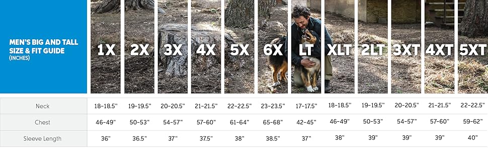 Men's jacket big and tall size and fit guide
