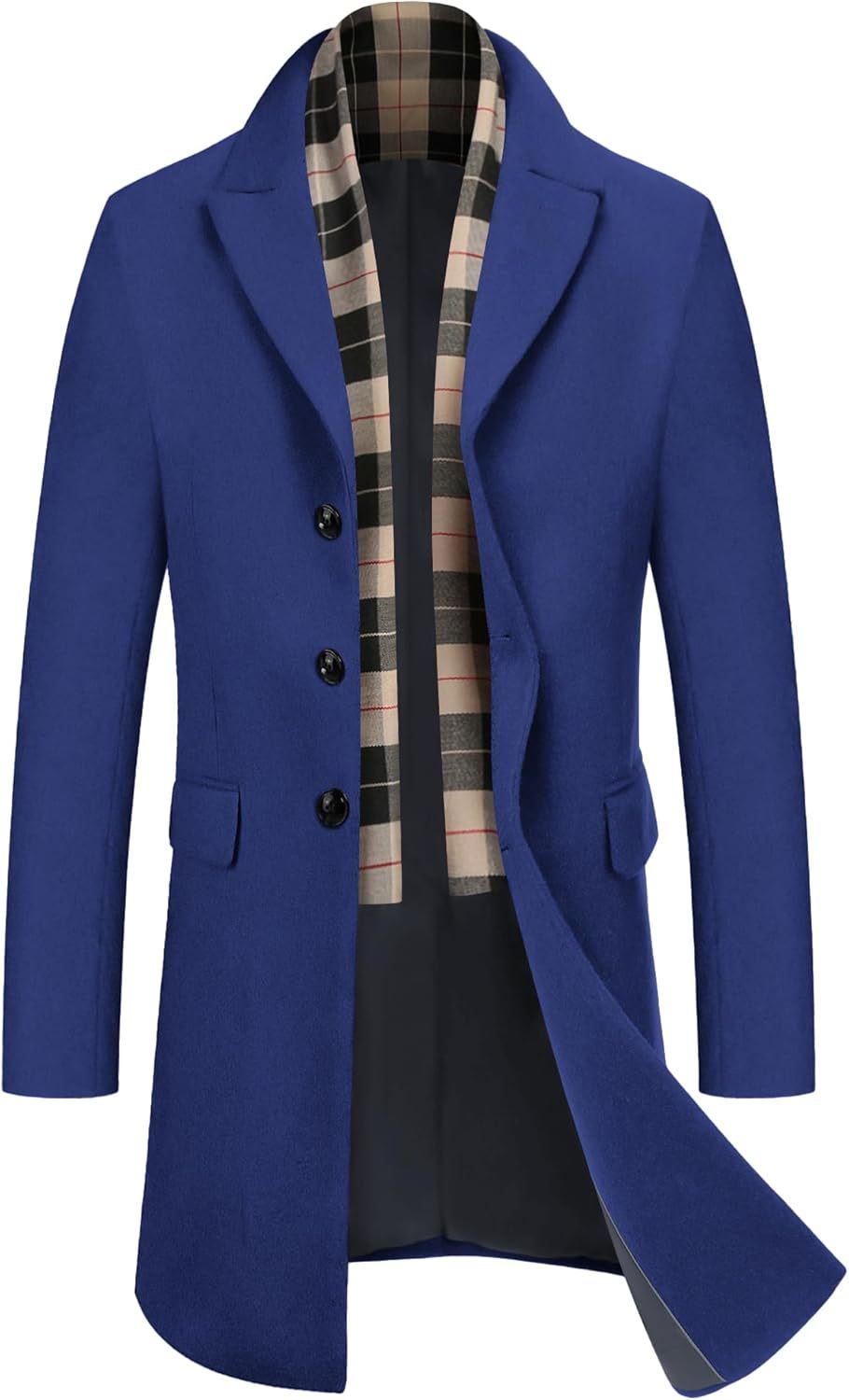 COOFANDY Men's Wool Blend coat with Detachable Scarf