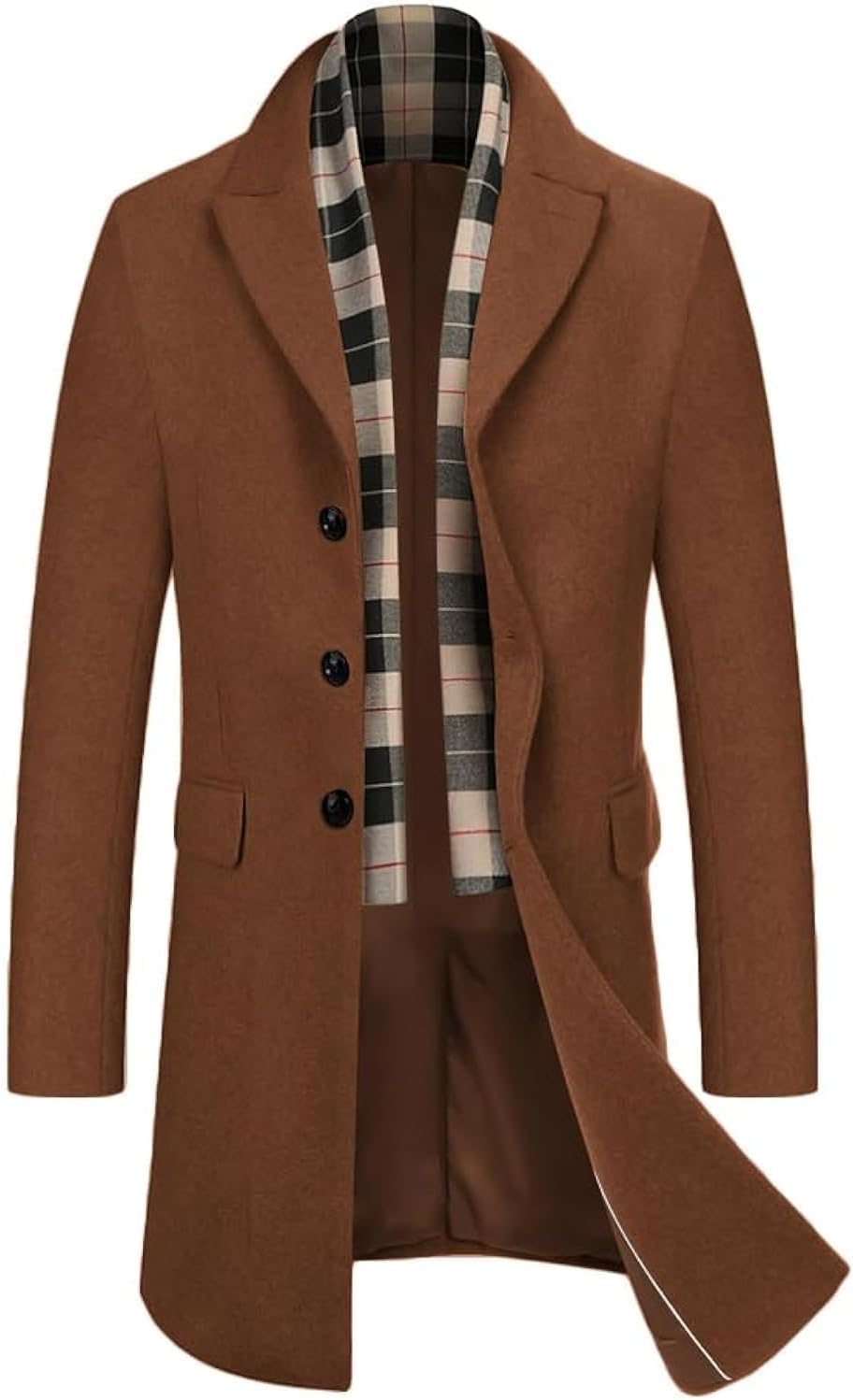 COOFANDY Men's Wool Blend coat with Detachable Scarf