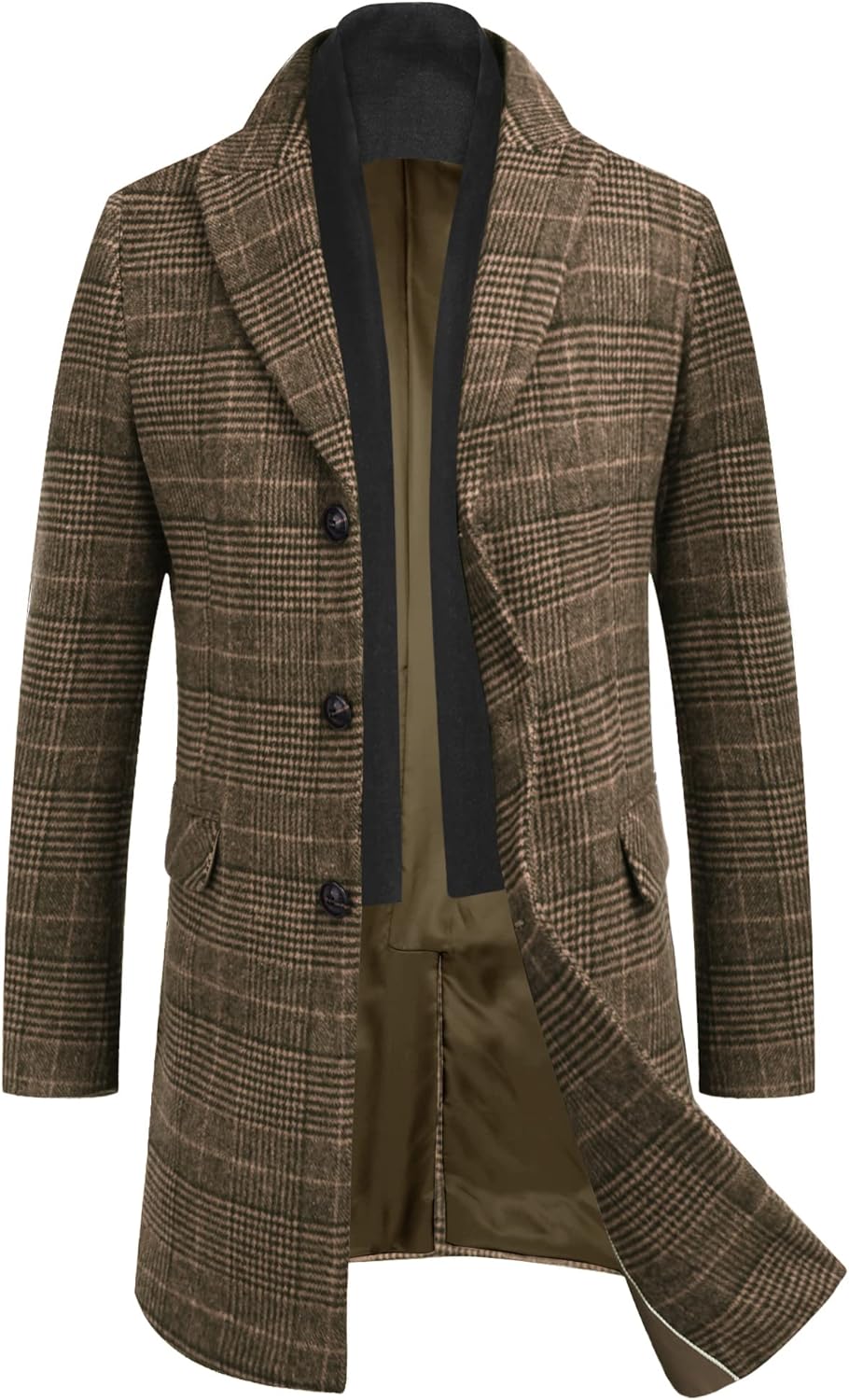 COOFANDY Men's Wool Blend coat with Detachable Scarf