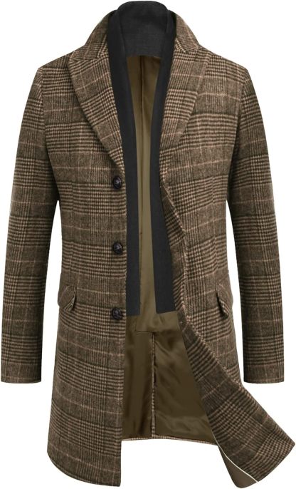 COOFANDY Men's Wool Blend coat with Detachable Scarf
