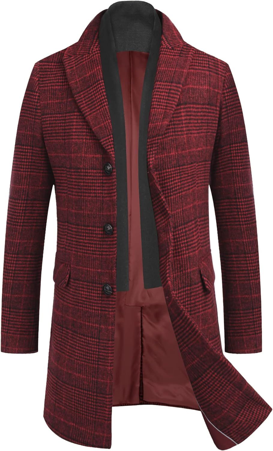COOFANDY Men's Wool Blend coat with Detachable Scarf