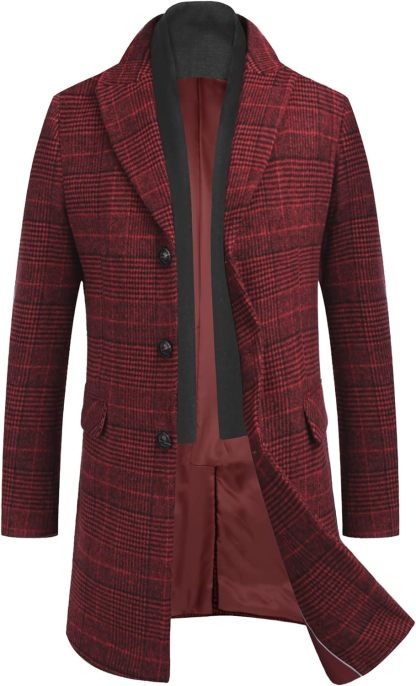 COOFANDY Men's Wool Blend coat with Detachable Scarf