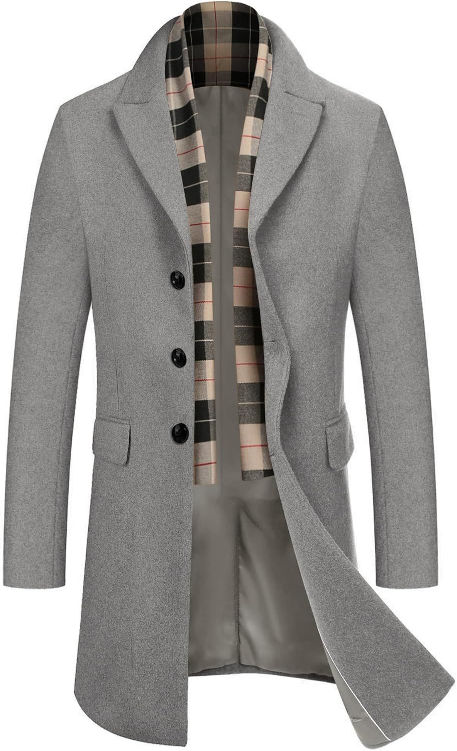 COOFANDY Men's Wool Blend coat with Detachable Scarf