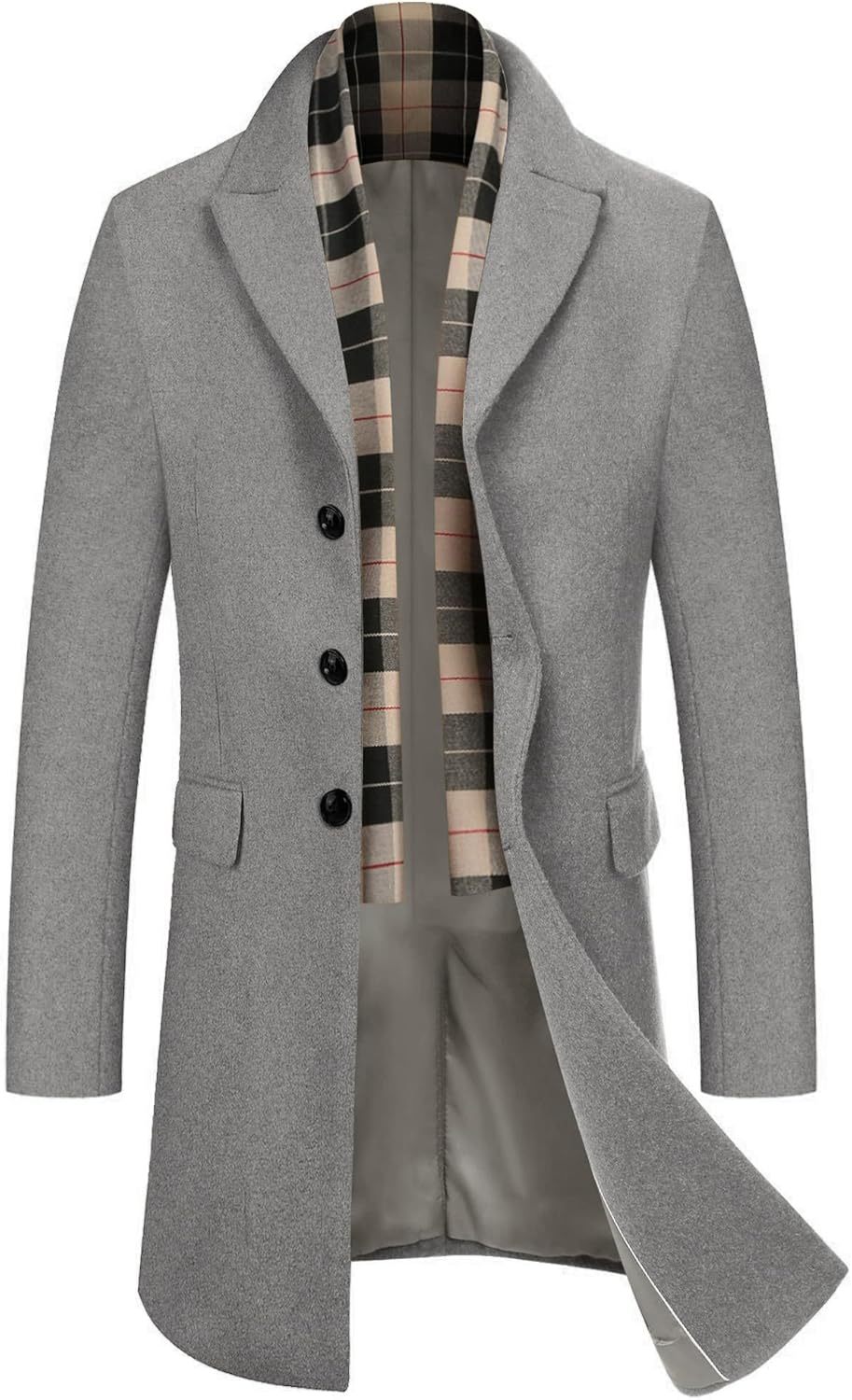 COOFANDY Men's Wool Blend coat with Detachable Scarf