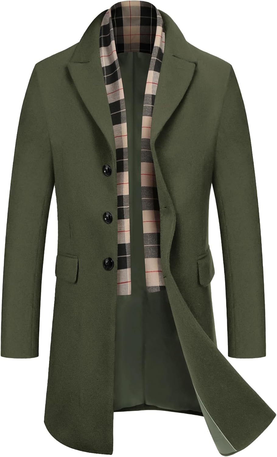 COOFANDY Men's Wool Blend coat with Detachable Scarf