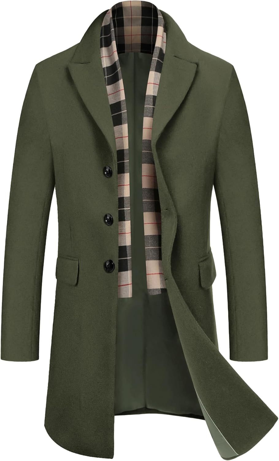 COOFANDY Men's Wool Blend coat with Detachable Scarf