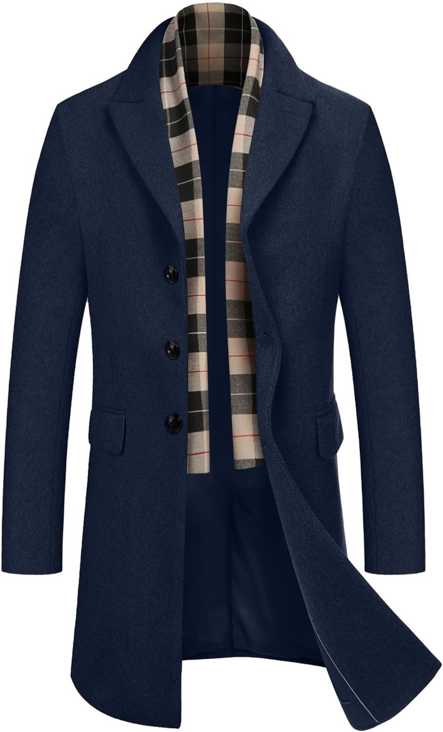 COOFANDY Men's Wool Blend coat with Detachable Scarf