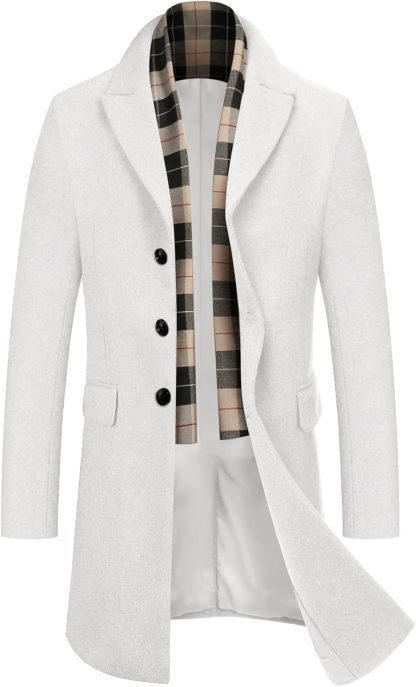 COOFANDY Men's Wool Blend coat with Detachable Scarf