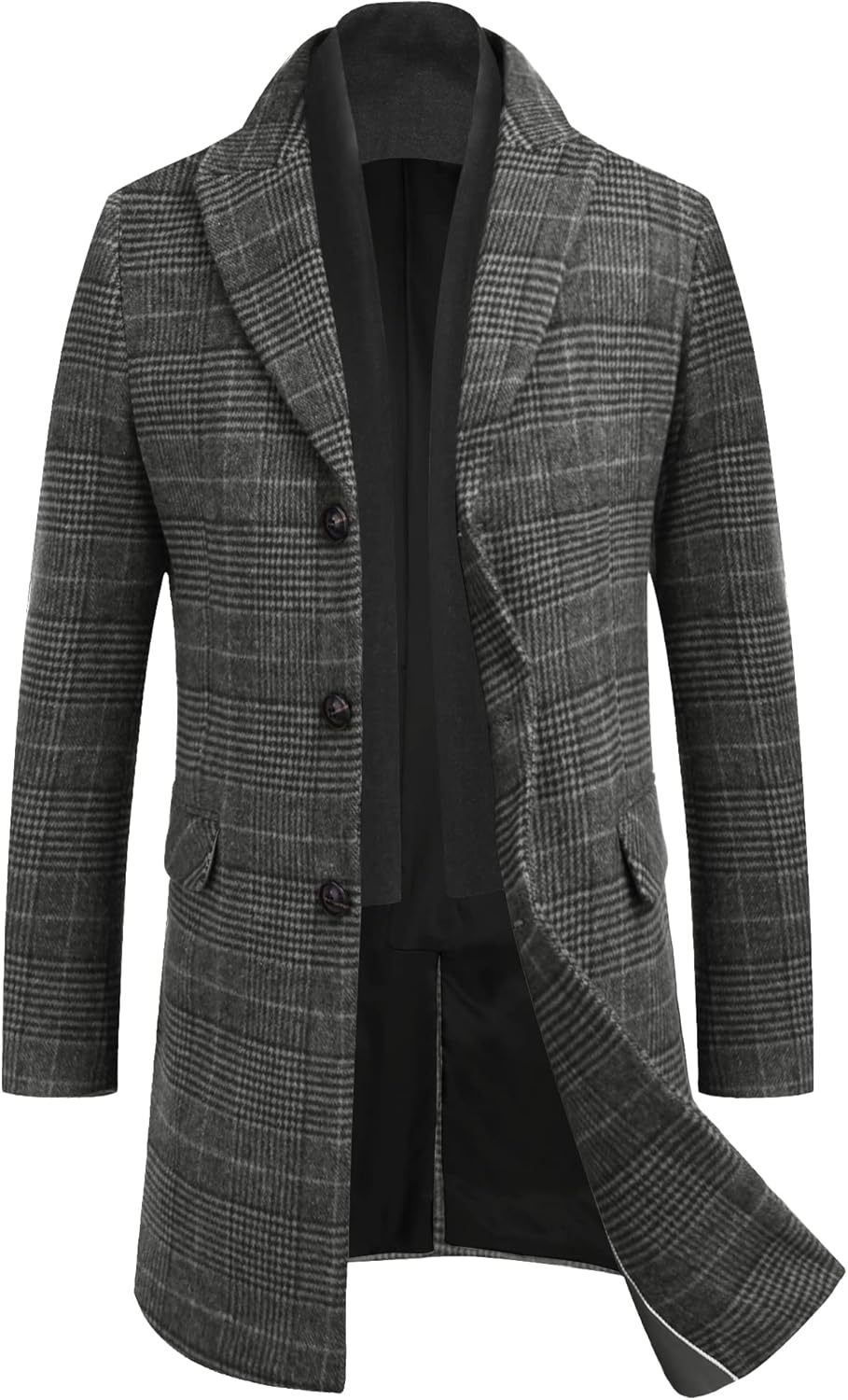 COOFANDY Men's Wool Blend coat with Detachable Scarf