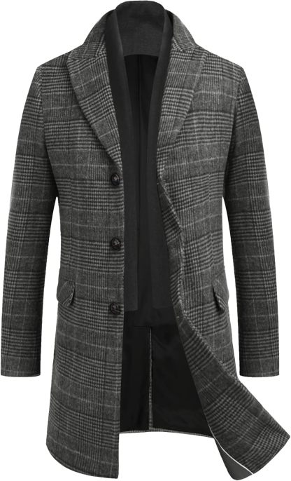 COOFANDY Men's Wool Blend coat with Detachable Scarf