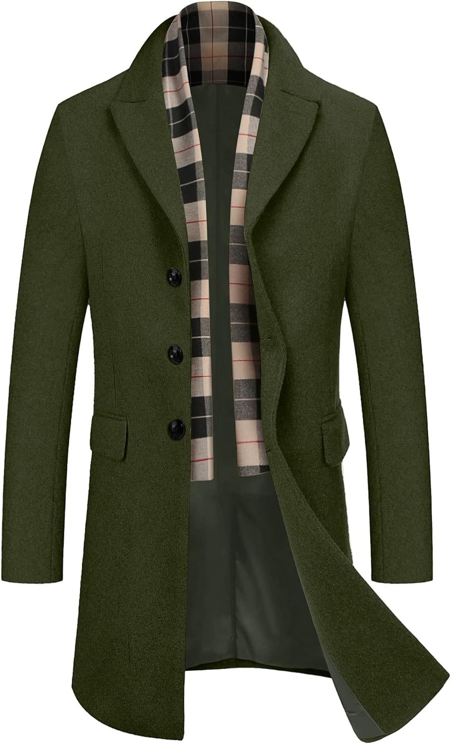 COOFANDY Men's Wool Blend coat with Detachable Scarf