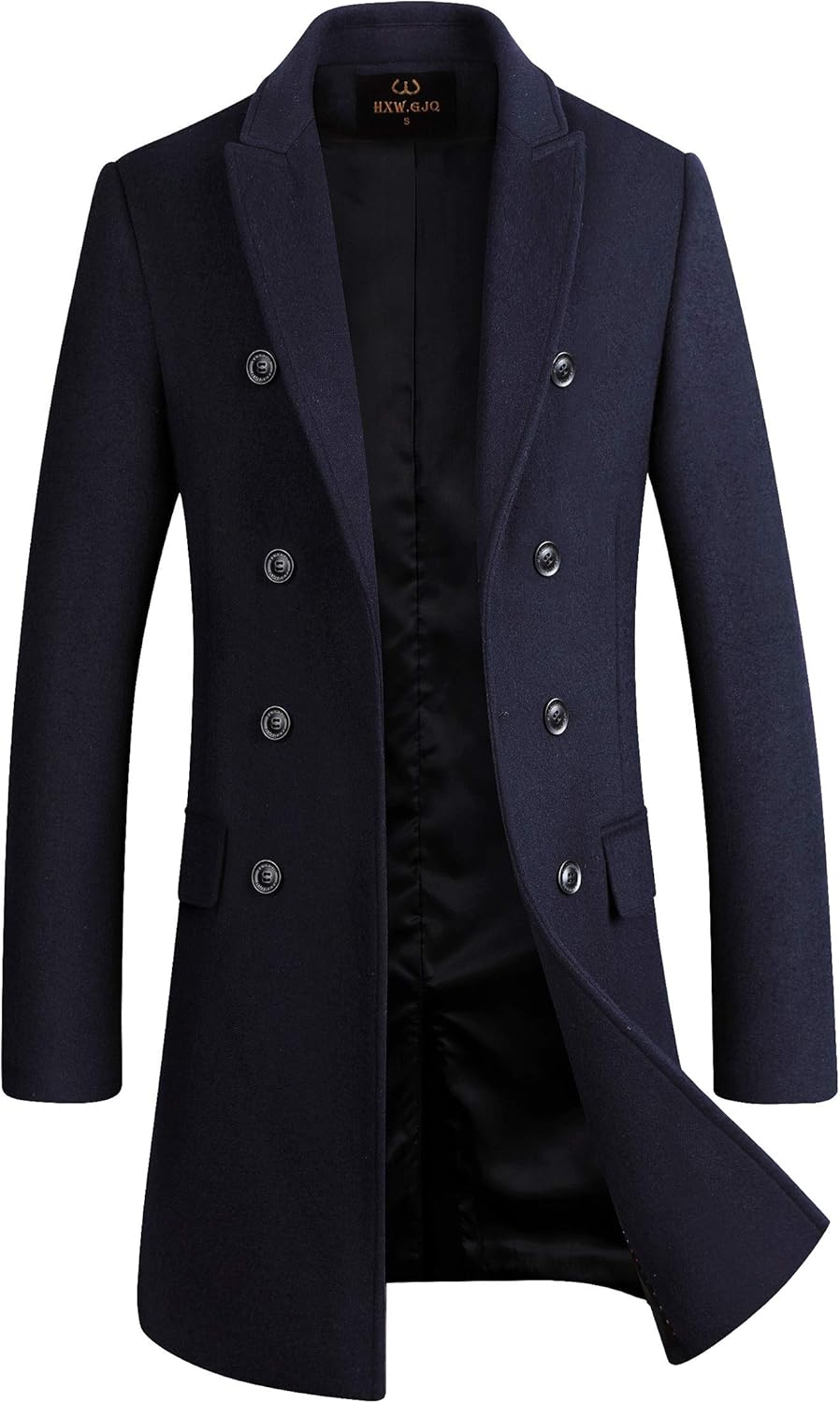 Men's Premium Wool Blend Double Breasted Long Pea Coat