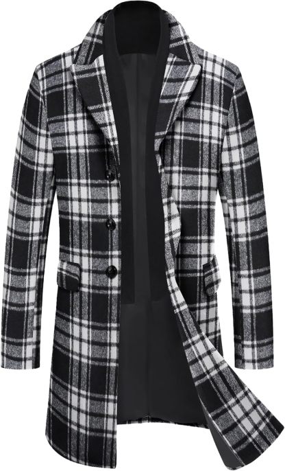 COOFANDY Men's Wool Blend coat with Detachable Scarf