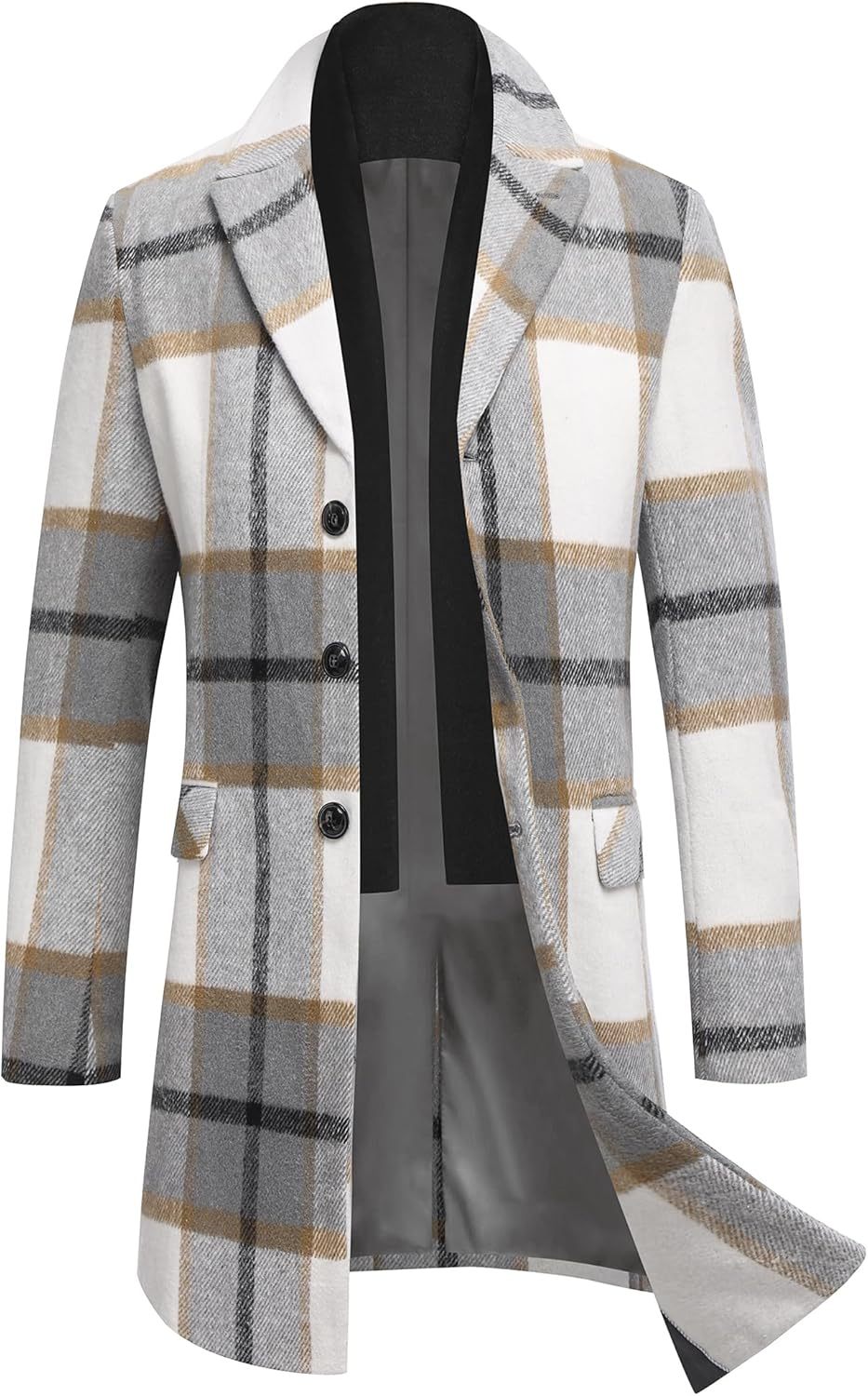 COOFANDY Men's Wool Blend coat with Detachable Scarf