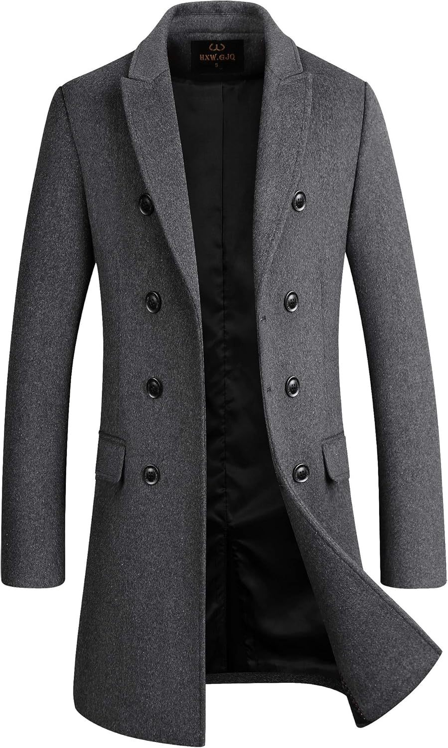 Men's Premium Wool Blend Double Breasted Long Pea Coat