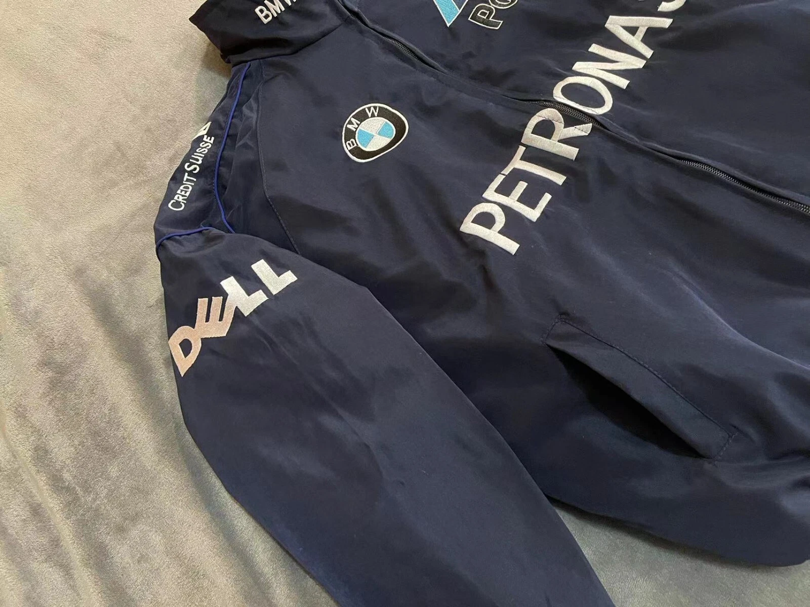 Unisex Adult BMW Jacket Navy Ebroidered Cotton Padded F 1 Racing Jacket