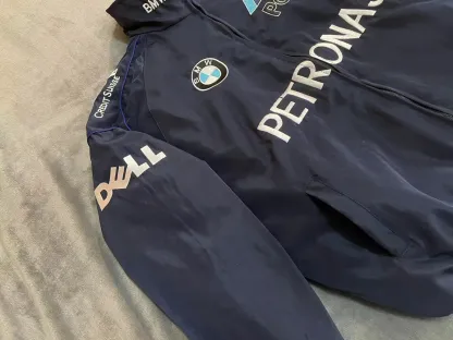 Unisex Adult BMW Jacket Navy Ebroidered Cotton Padded F 1 Racing Jacket