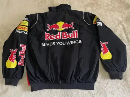 Adult F1 Vintage Racing Jacket, Ebroidered Cotton Padded ,Red Bull Jacket