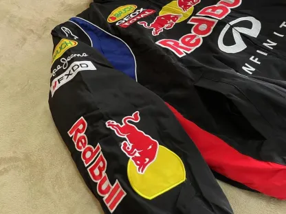 Adult F1 Vintage Racing Jacket, Ebroidered Cotton Padded ,Red Bull Jacket