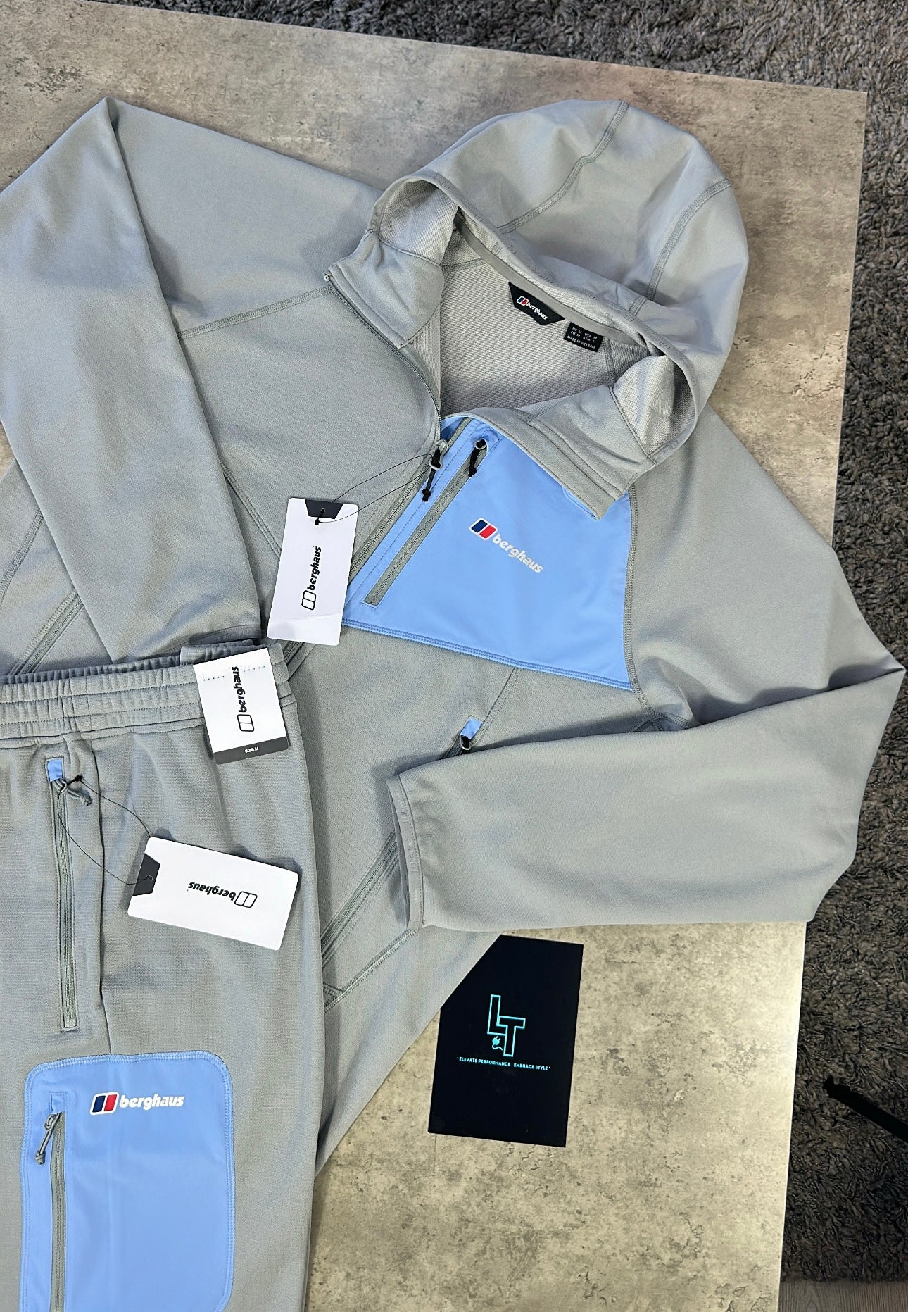 BERGHAUS FLEECE SET - LIGHT GREY/BLUE