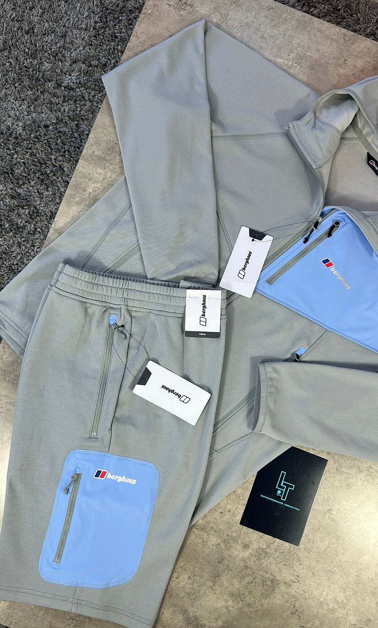 BERGHAUS FLEECE SET - LIGHT GREY/BLUE