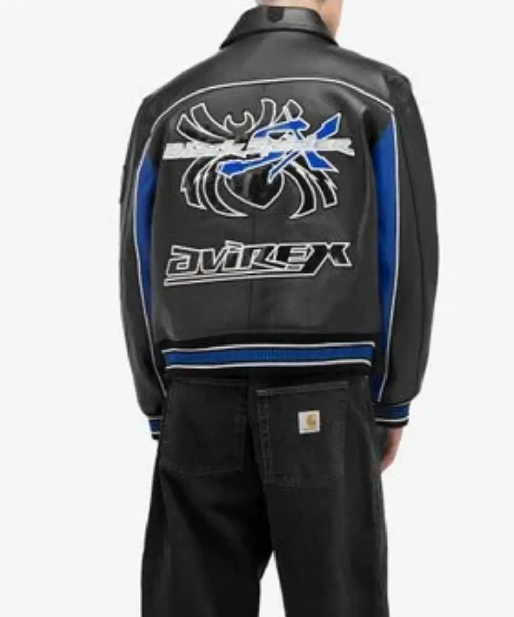Avirex Black Spider Racing Leather Jacket