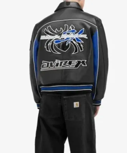Avirex Black Spider Racing Leather Jacket