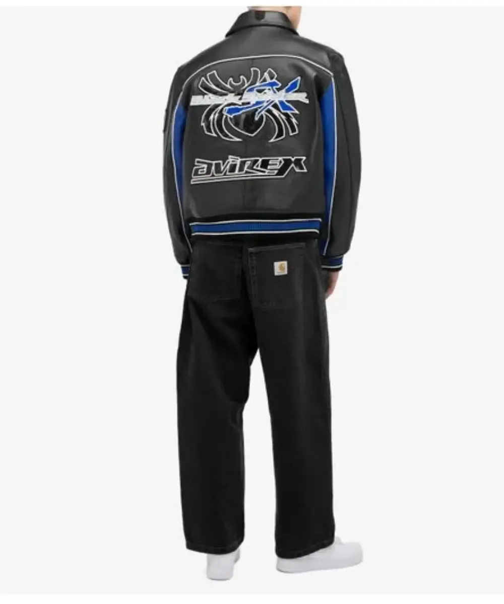 Avirex Black Spider Racing Leather Jacket