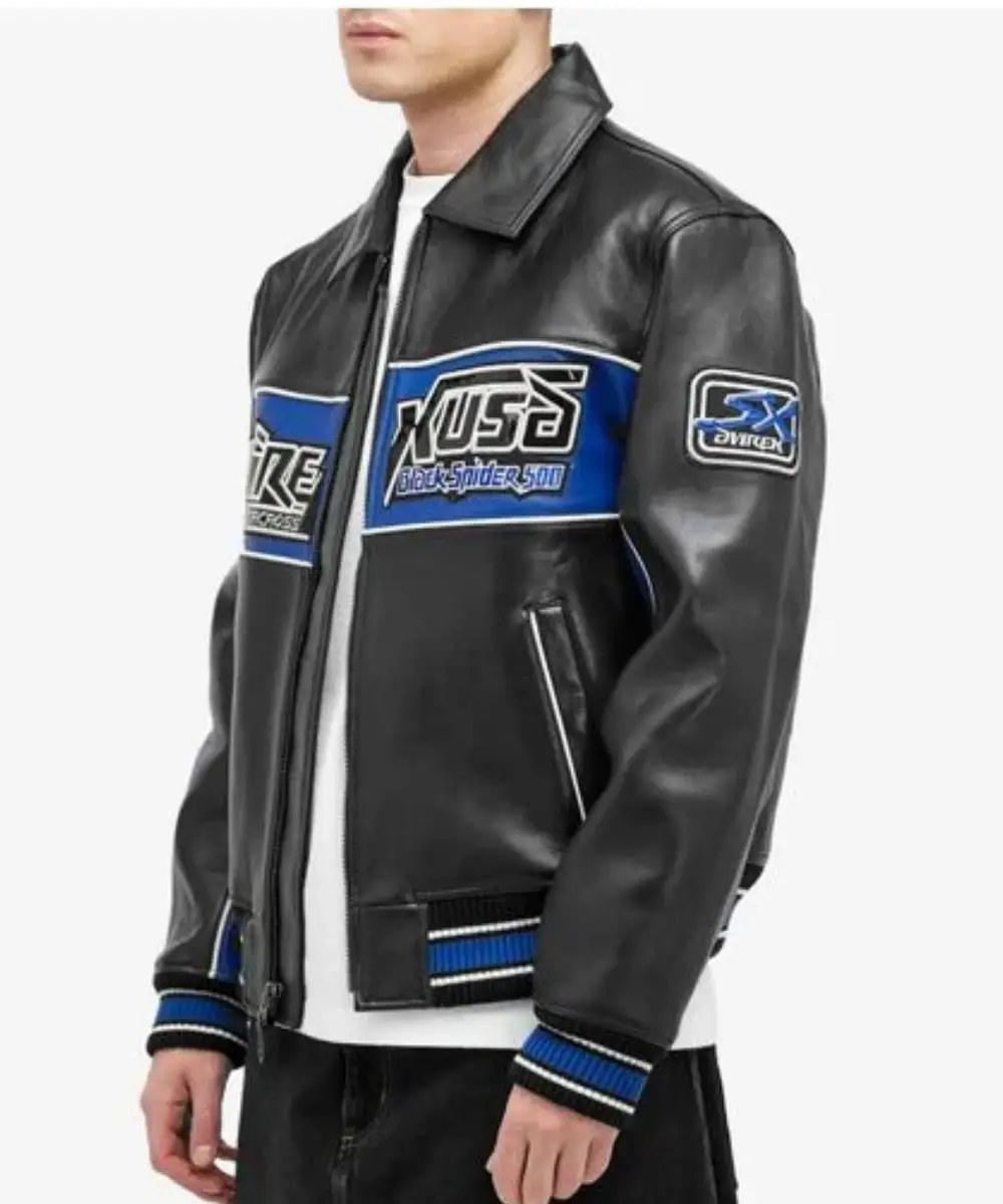 Avirex Black Spider Racing Leather Jacket