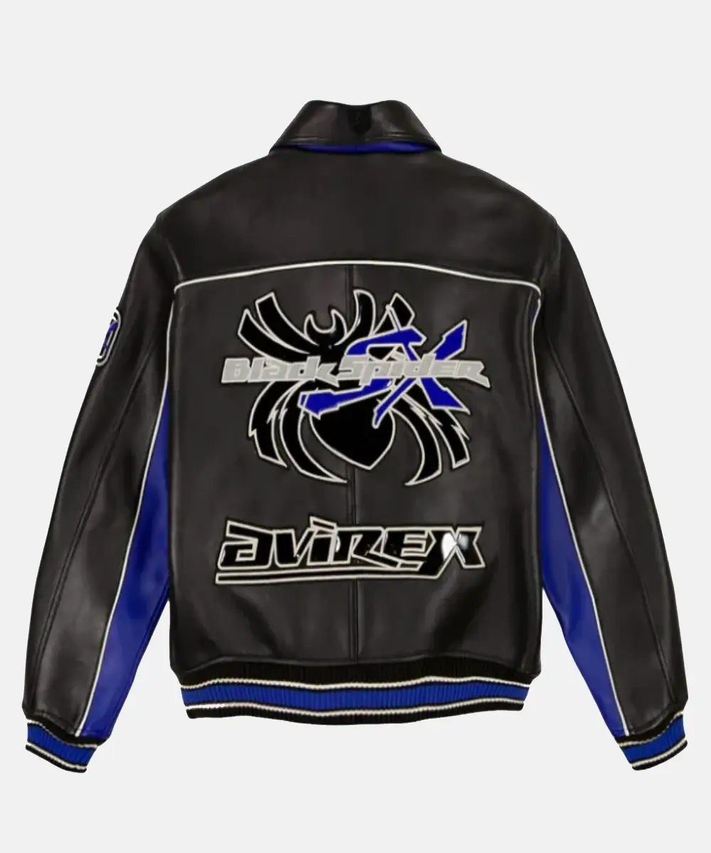 Avirex Black Spider Racing Leather Jacket