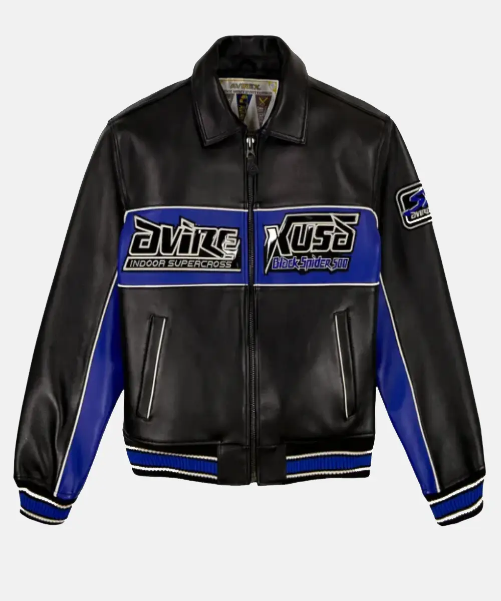 Avirex Black Spider Racing Leather Jacket