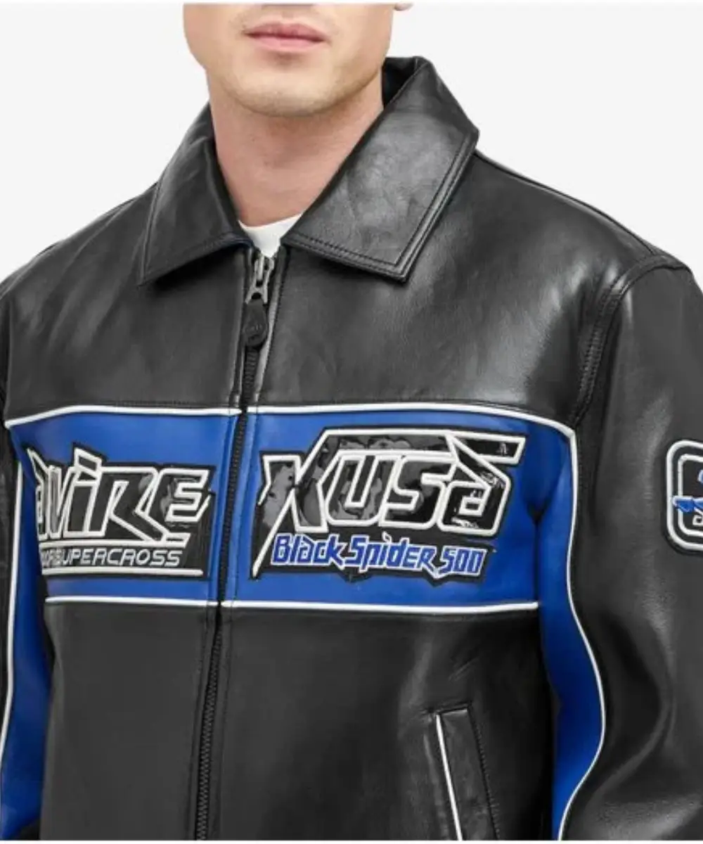 Avirex Black Spider Racing Leather Jacket