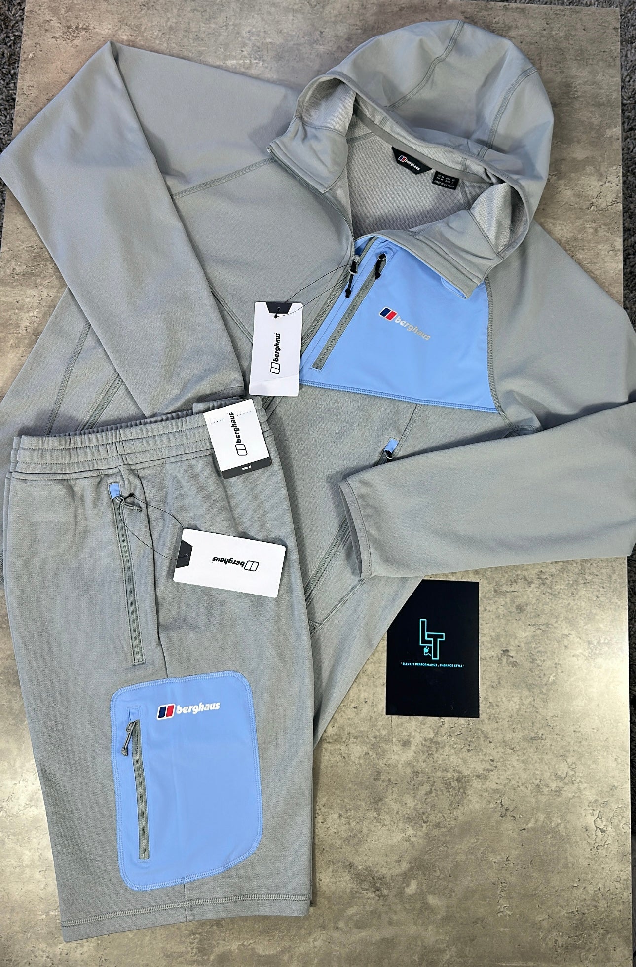 BERGHAUS FLEECE SET - LIGHT GREY/BLUE