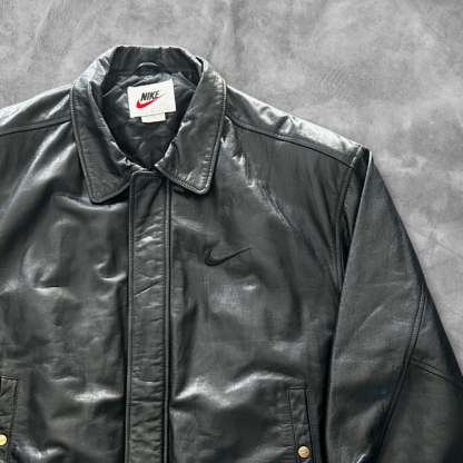 Black Nike Leather Jacket 1990s