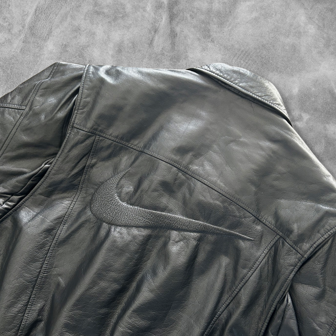 Black Nike Leather Jacket 1990s